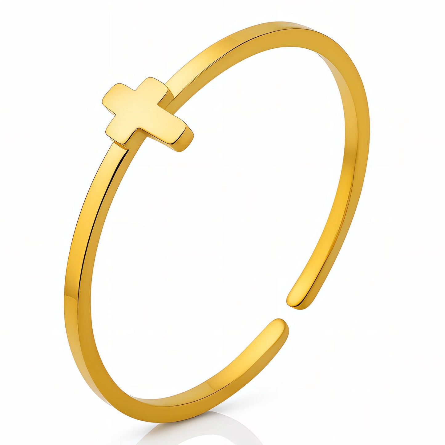 Cross Ring, 18K Gold Plated Steel