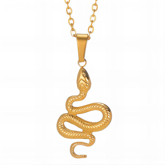 Snake Necklace, 18K Gold Plated Steel