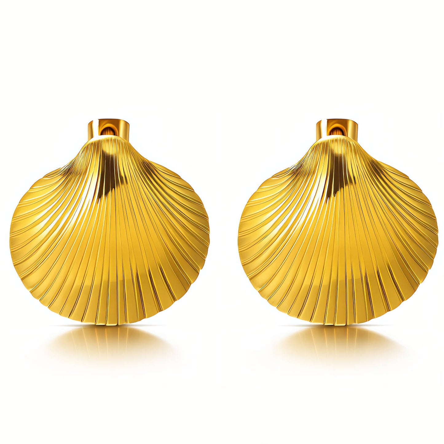 Seashells Earrings, 18K Gold Plated Steel