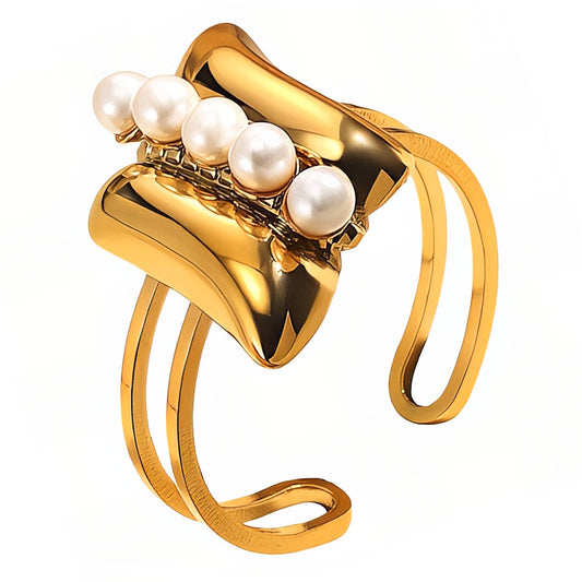 Ring, 18K Gold Plated Steel