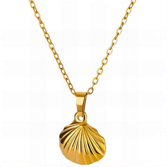 Seashell Necklace, 18K Gold Plated Steel