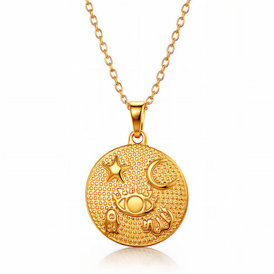 Evil Eye Necklace, 18K Gold Plated Steel