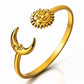 Sun and Moon Ring, 18K Gold Plated Steel