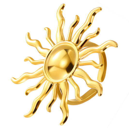 Sun Ring, 18K Gold Plated Steel