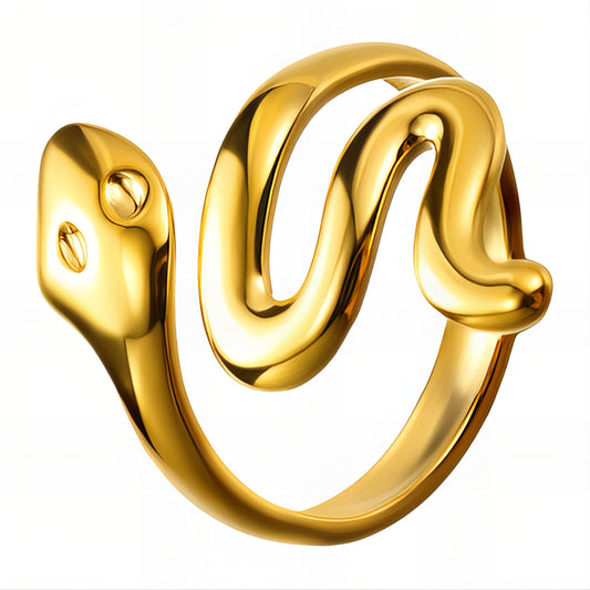 Snake Ring, 18K Gold Plated Steel