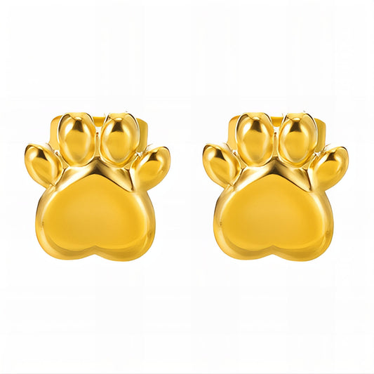 Cat Paws Earrings, 18K Gold Plated Steel