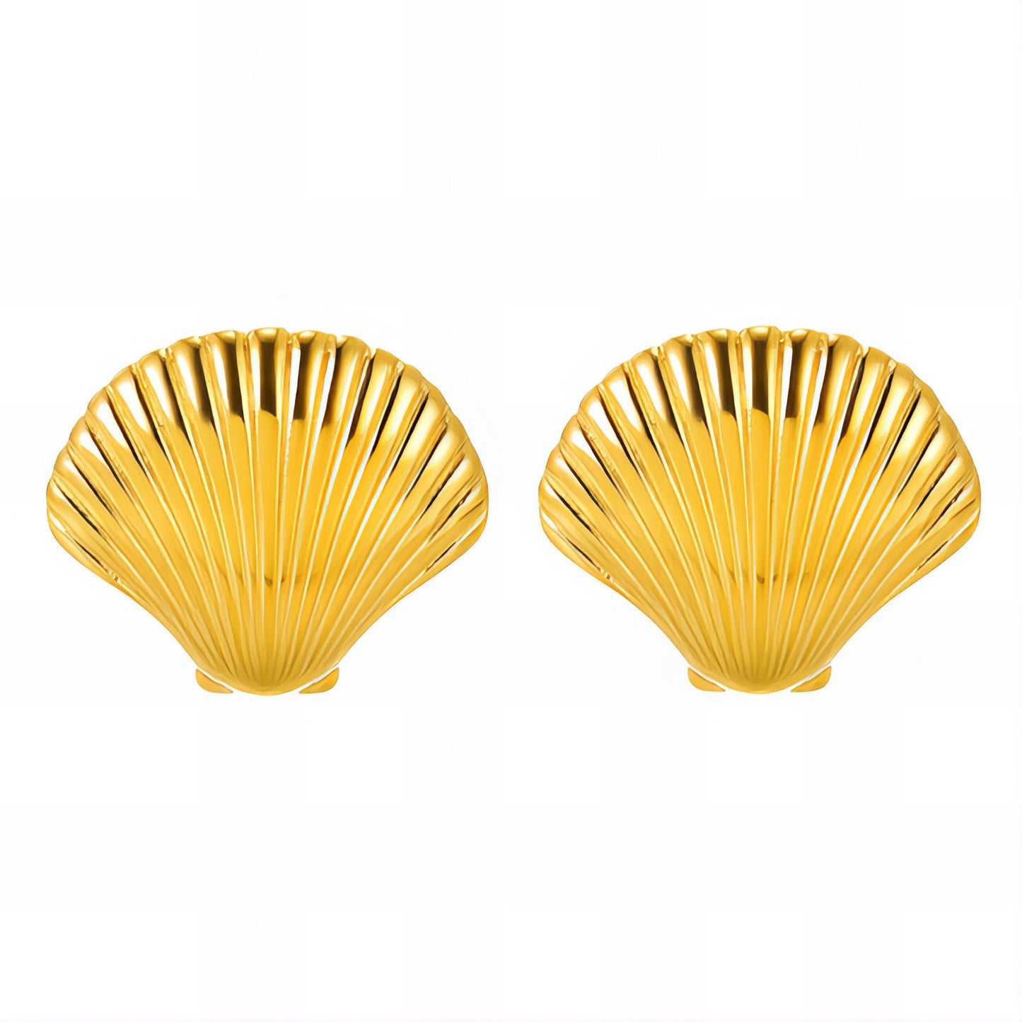 Seashell Earrings, 18K Gold Plated Steel
