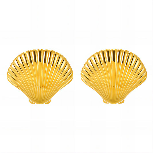 Seashell Earrings, 18K Gold Plated Steel