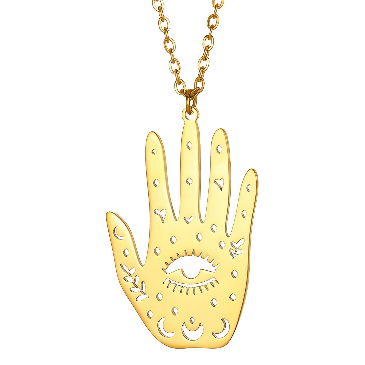 Evil Eye Necklace, 18K Gold Plated Steel