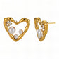 Hearts Earrings, 18K Gold Plated Steel