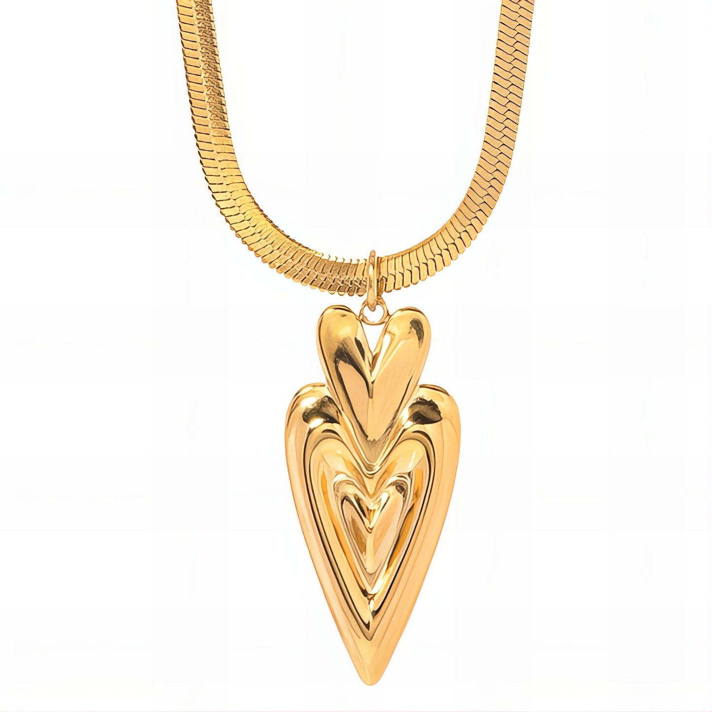 Hearts Necklace, 18K Gold Plated Steel