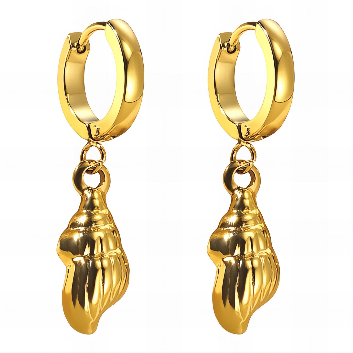 Seashells Earrings, 18K Gold Plated Steel