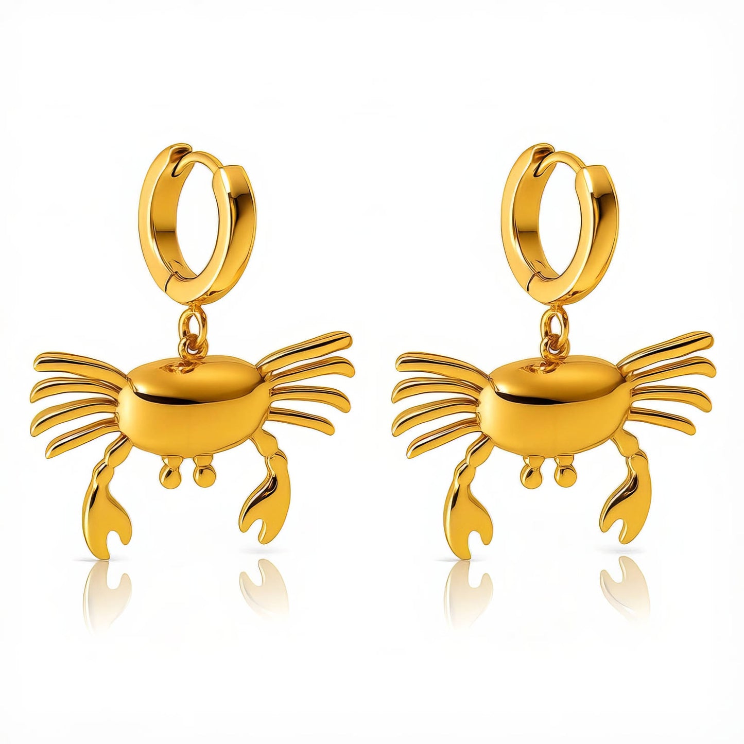 Crabs Earrings, 18K Gold Plated Steel