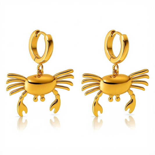 Crabs Earrings, 18K Gold Plated Steel