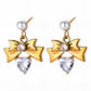 Hearts and bows Earrings, 18K Gold Plated Steel
