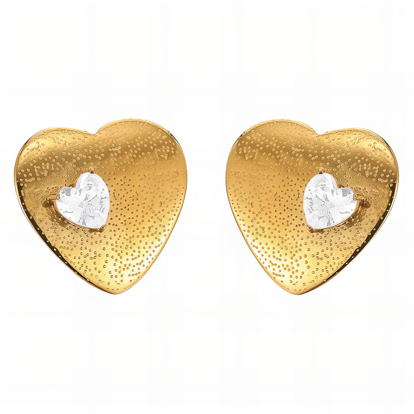 Hearts Earrings, 18K Gold Plated Brass