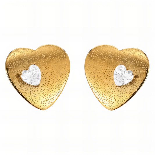 Hearts Earrings, 18K Gold Plated Brass