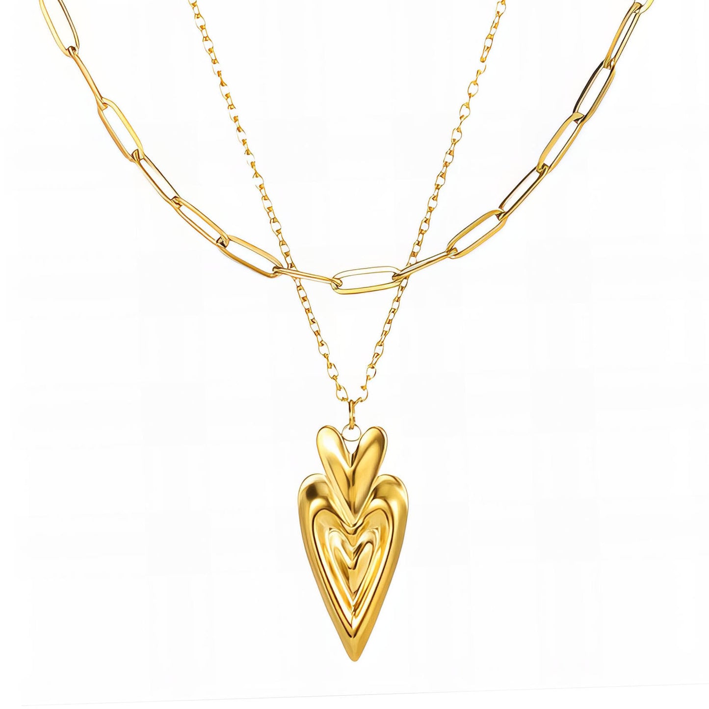 Hearts Necklace, 18K Gold Plated Steel
