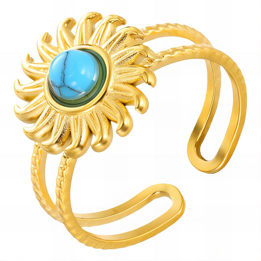 Sun Ring, 18K Gold Plated Steel