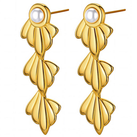 Earrings, 18K Gold Plated Steel