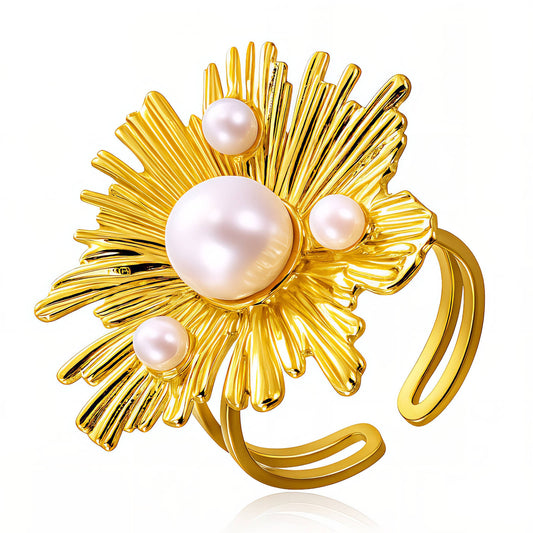 Flower Ring, 18K Gold Plated Steel