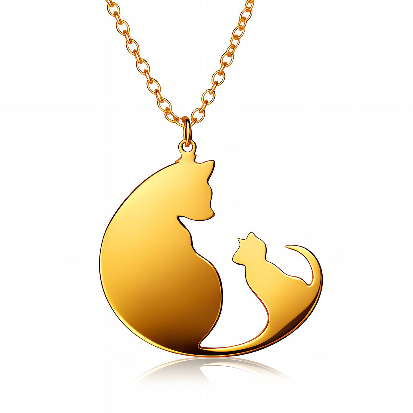 Cats Necklace, 18K Gold Plated Steel