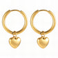 Hearts Earrings, 18K Gold Plated Steel