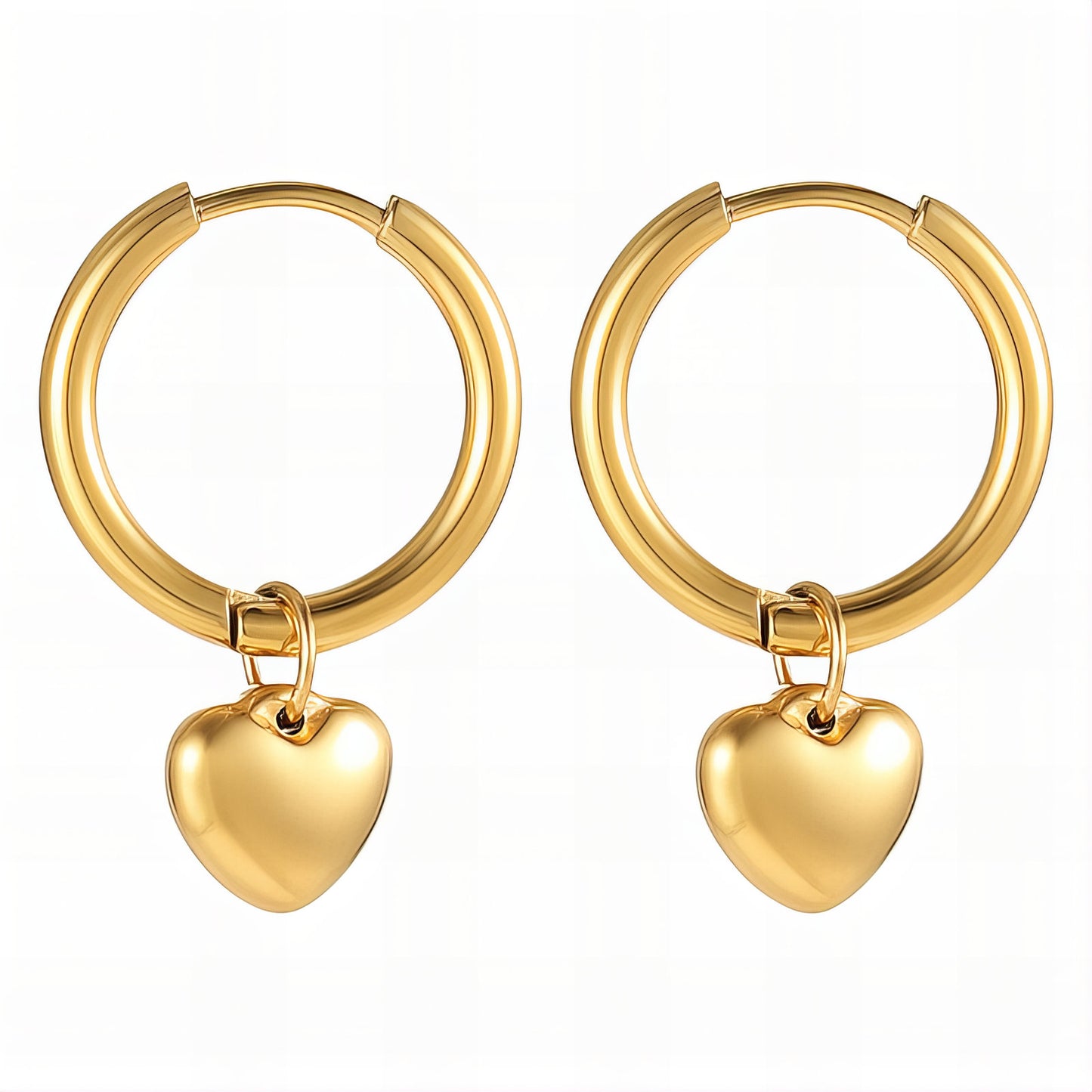 Hearts Earrings, 18K Gold Plated Steel