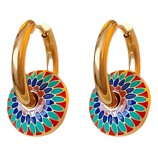 Earrings, 18K Gold Plated Steel