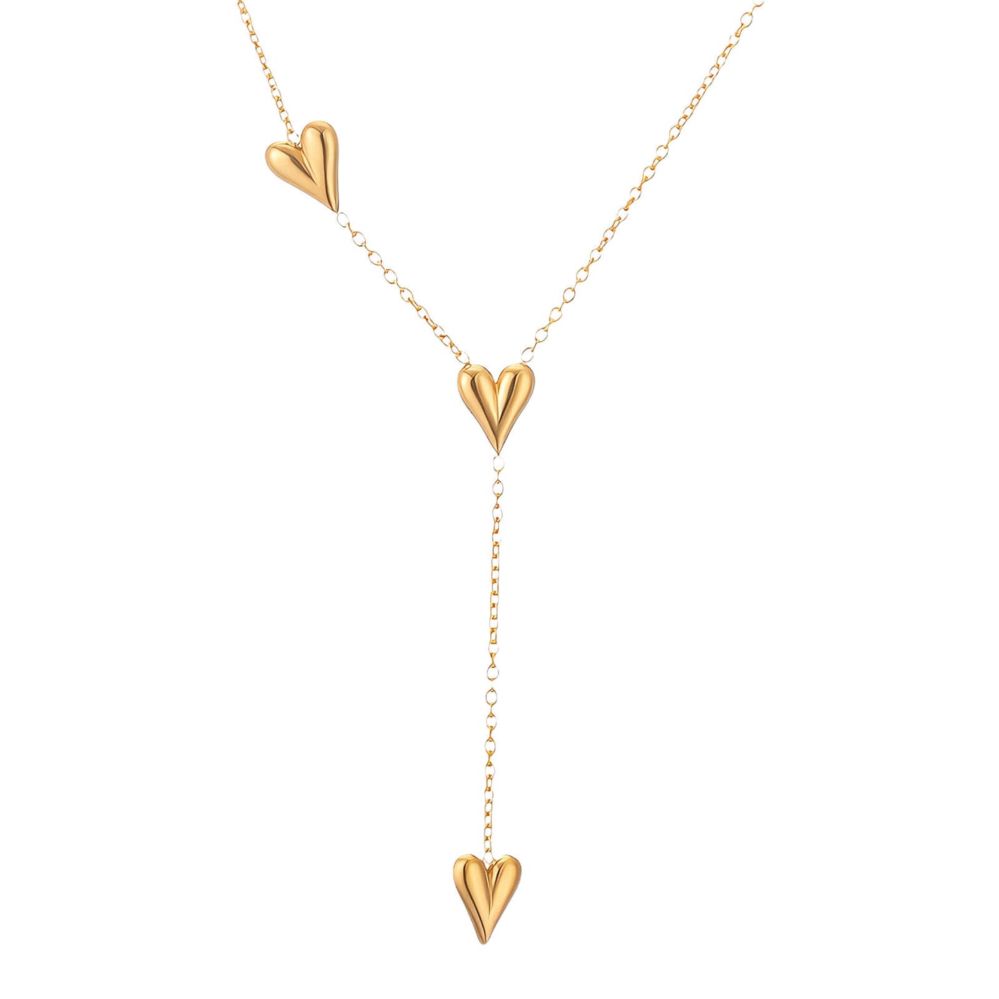 Hearts Necklace, 18K Gold Plated Steel