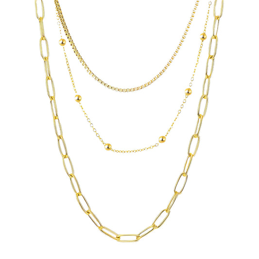 Necklace, 18K Gold Plated Steel