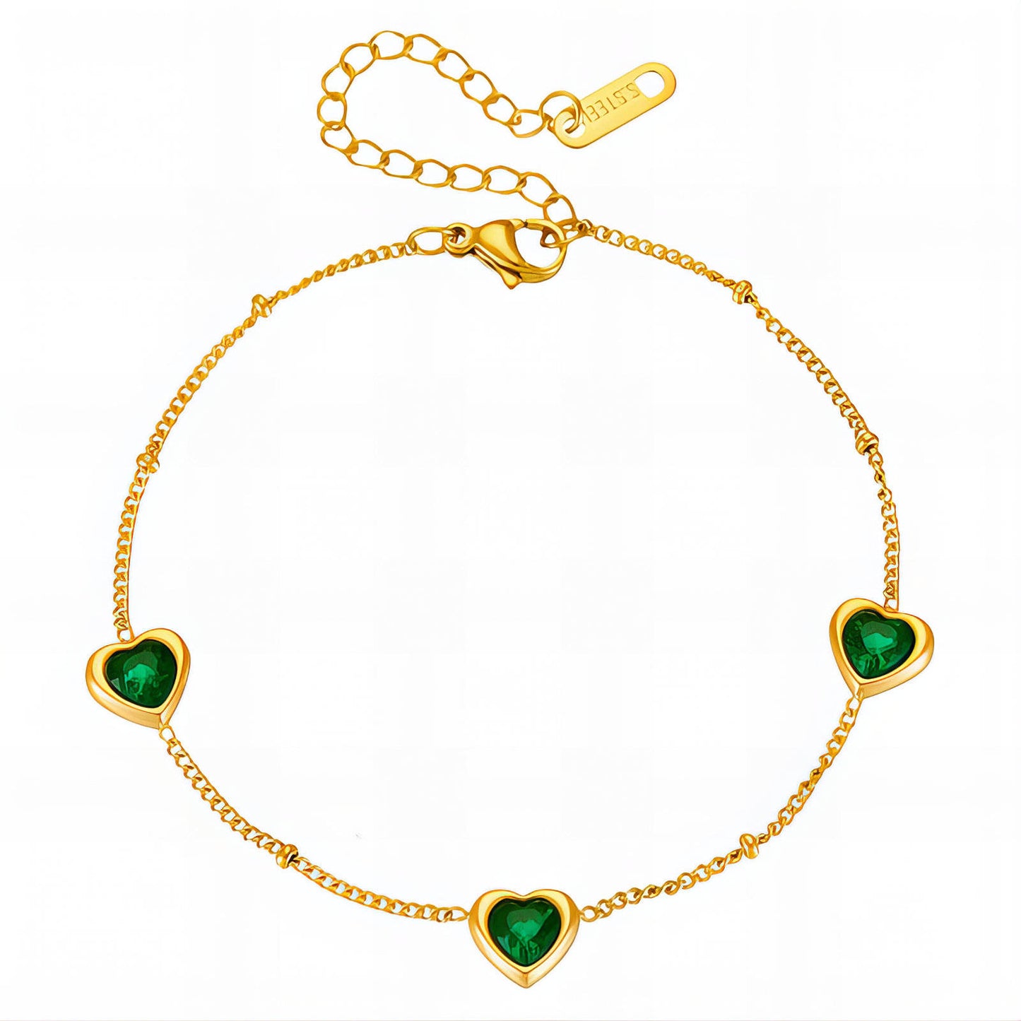 Hearts Bracelet, 18K Gold Plated Steel
