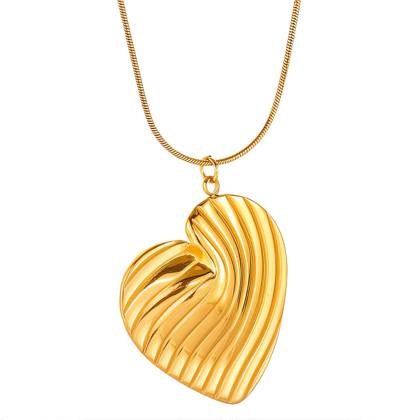 Heart Necklace, 18K Gold Plated Steel