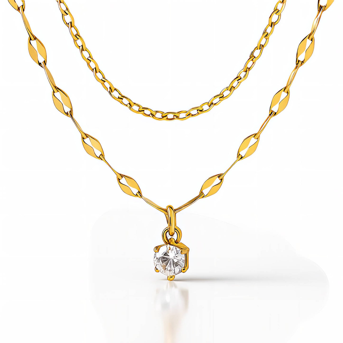 Necklace, 18K Gold Plated Steel