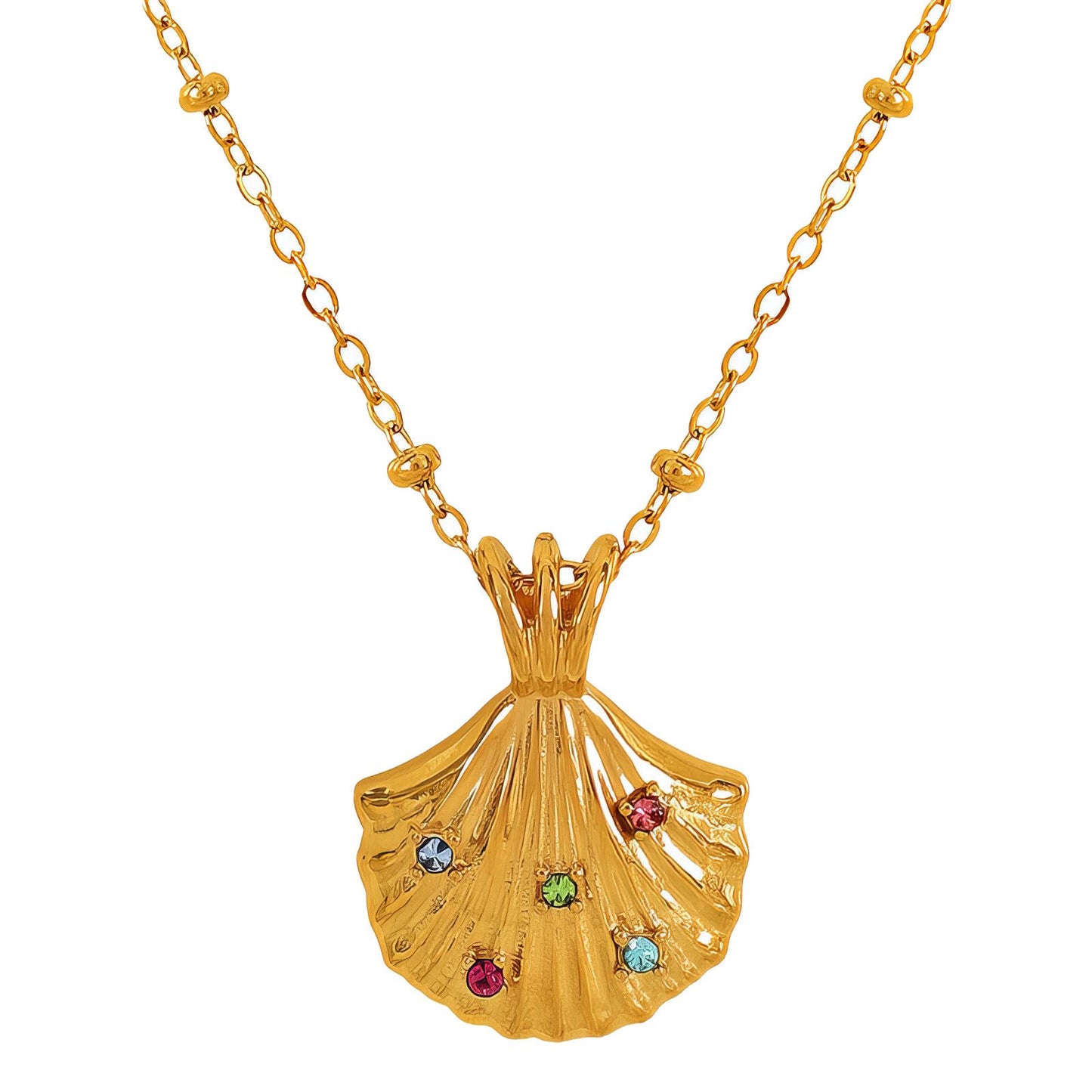 Seashell Necklace, 18K Gold Plated Steel