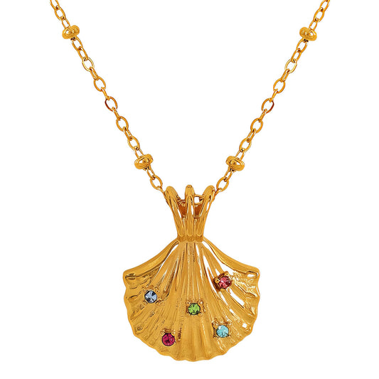Seashell Necklace, 18K Gold Plated Steel