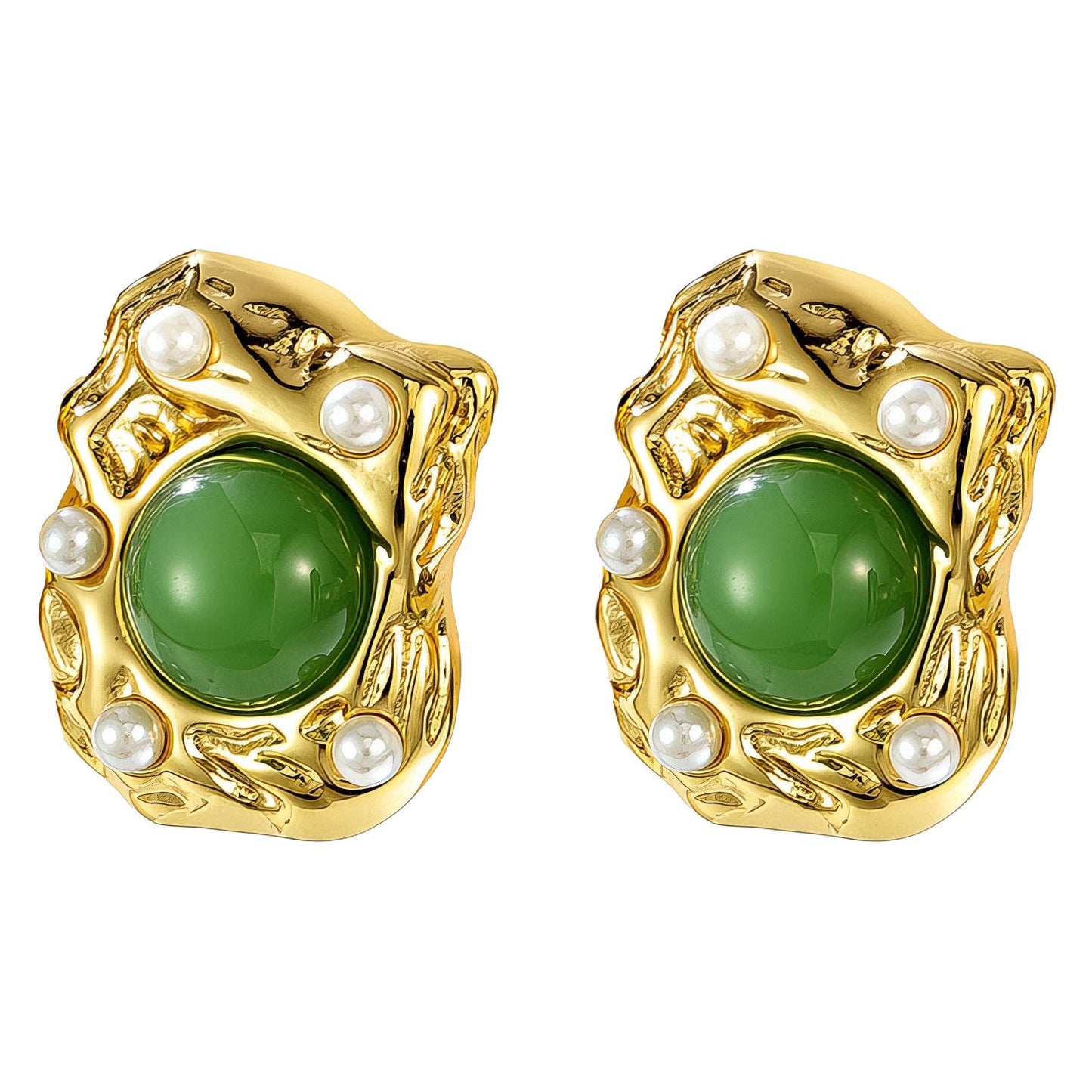 Earrings, 18K Gold Plated Steel