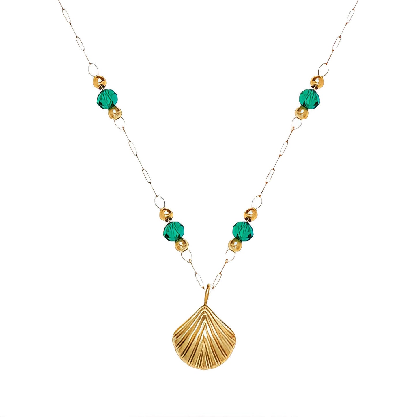 Seashell Necklace, 18K Gold Plated Steel
