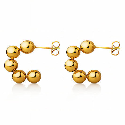 Earrings, 18K Gold Plated Steel