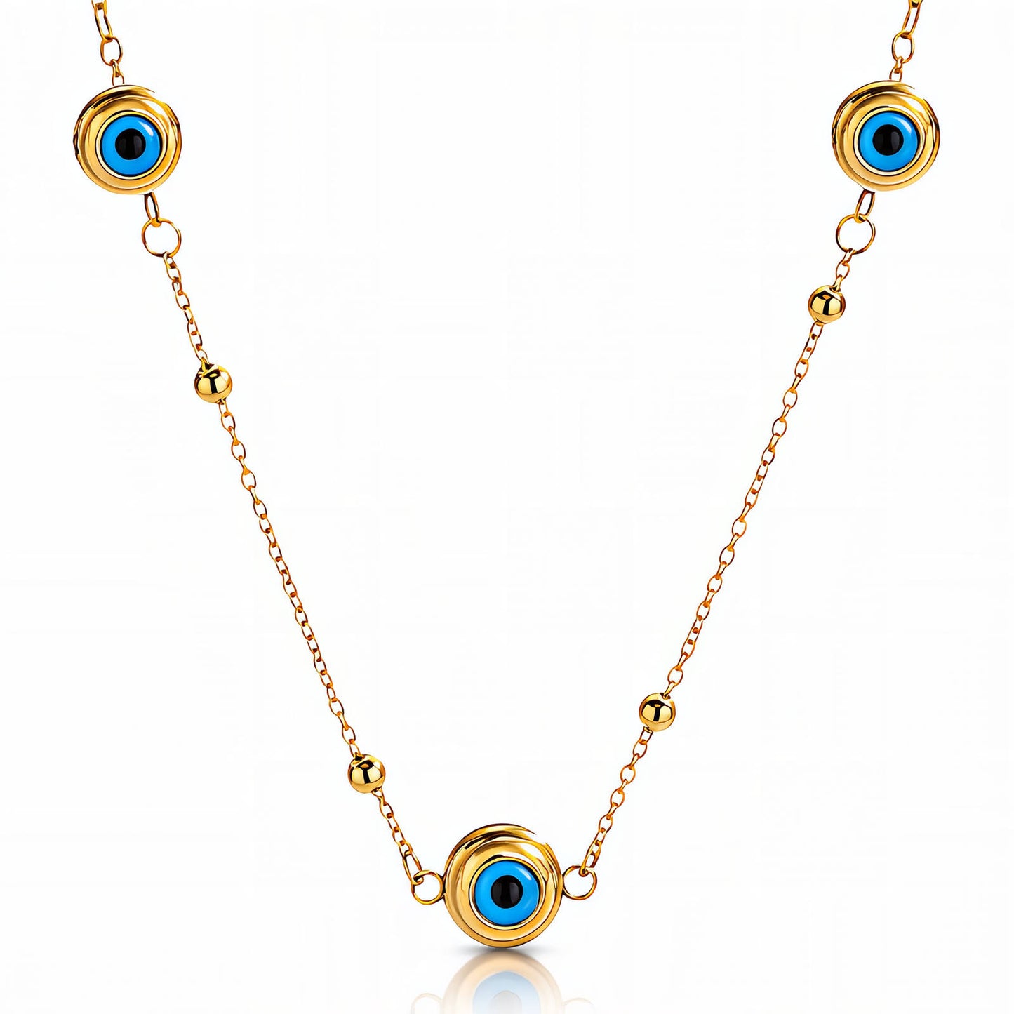 Evil eye Necklace, 18K Gold Plated Steel
