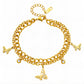 Butterflies Bracelet, 18K Gold Plated Steel