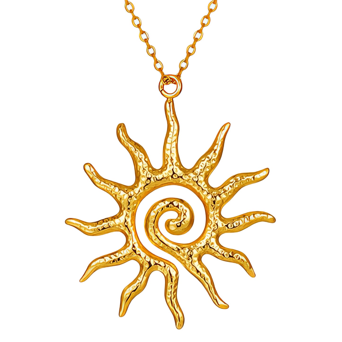 Sun Necklace, 18K Gold Plated Steel