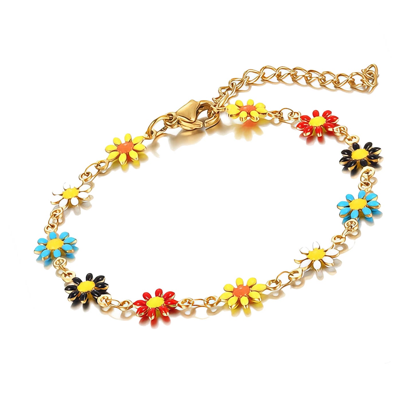 Flower Meadow Bracelet, 18K Gold Plated Steel