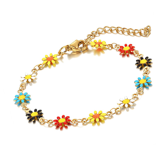 Flower Meadow Bracelet, 18K Gold Plated Steel