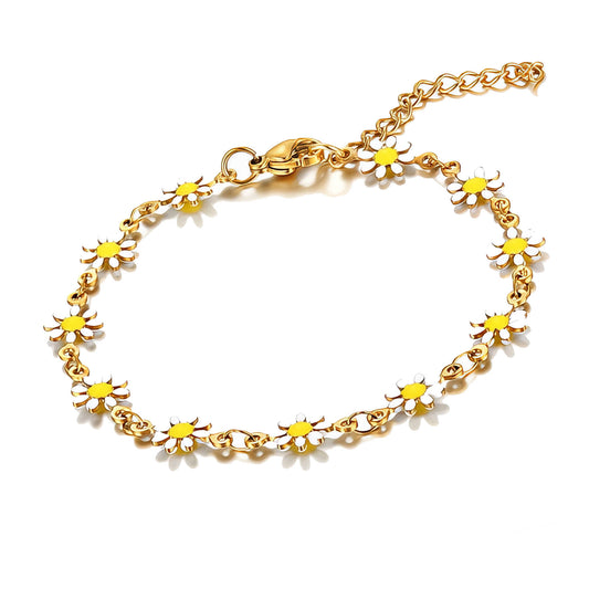 Flower Meadow Bracelet, 18K Gold Plated Steel