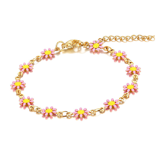 Flower Meadow Bracelet, 18K Gold Plated Steel