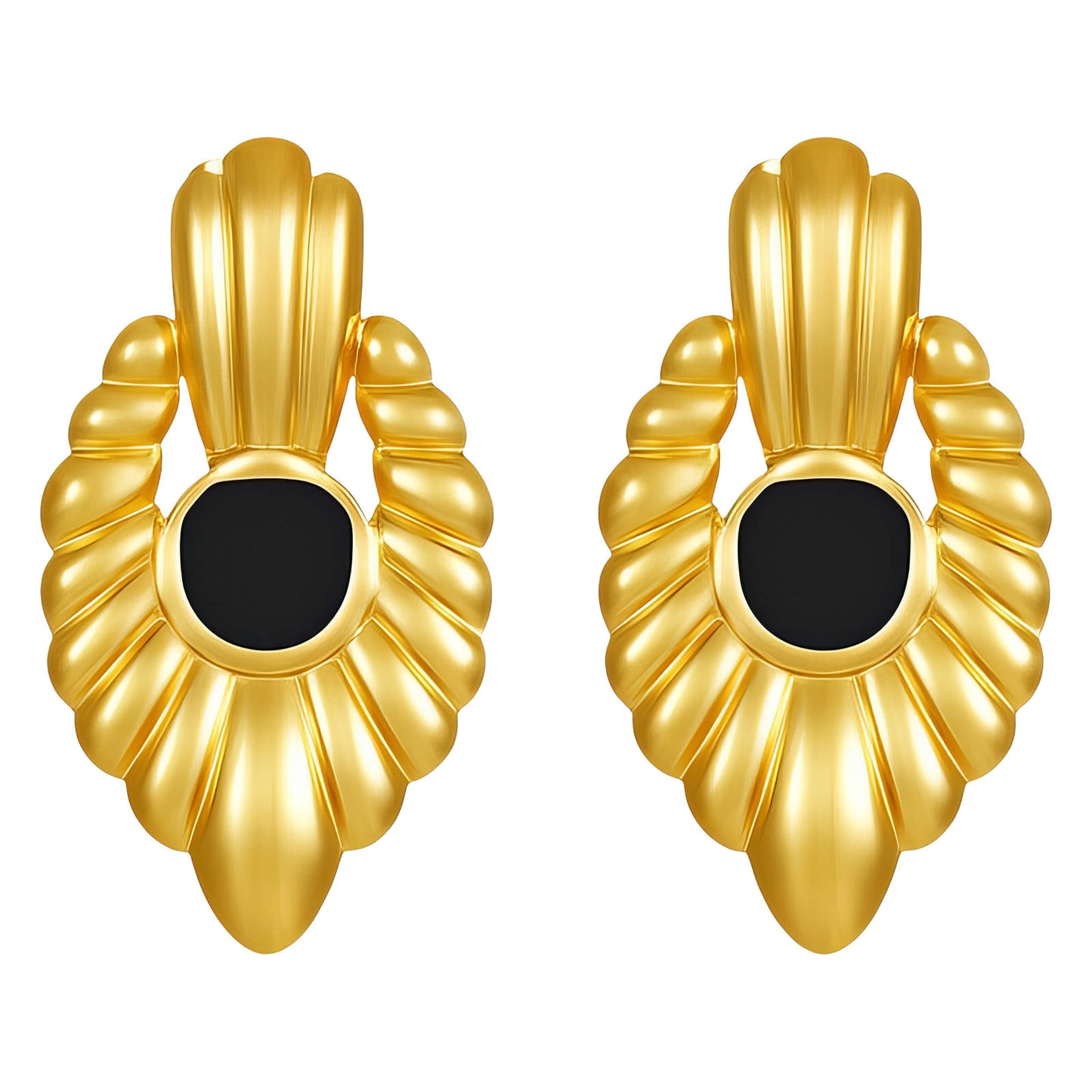 Earrings, 18K Gold Plated Steel
