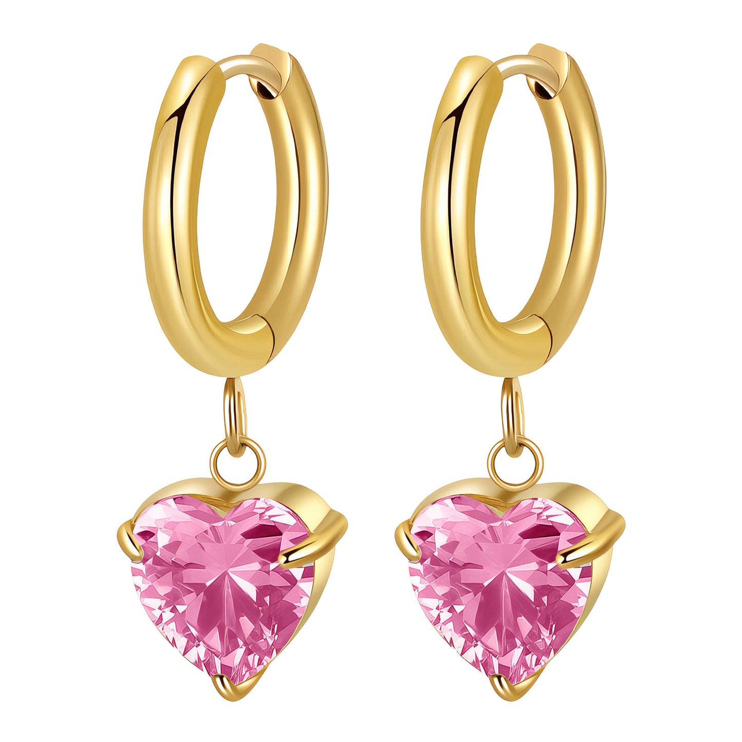 Hearts Earrings, 18K Gold Plated Steel