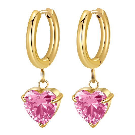Hearts Earrings, 18K Gold Plated Steel