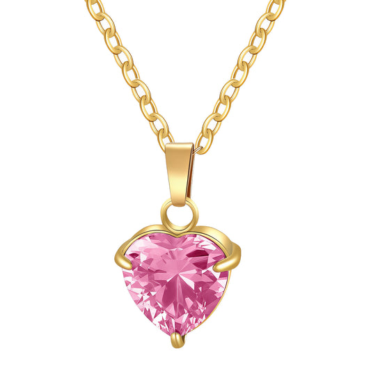 Heart Necklace, 18K Gold Plated Steel